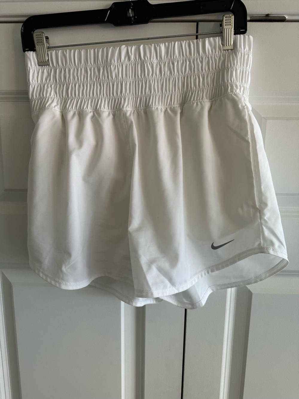 Nike Women's “Dri-fit” White Athletic Shorts with Elastic High Waist
Medium